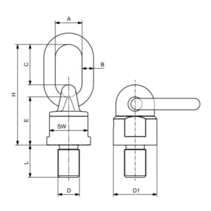 Cotas y dimensiones Cáncamo Giratorio Con Anilla