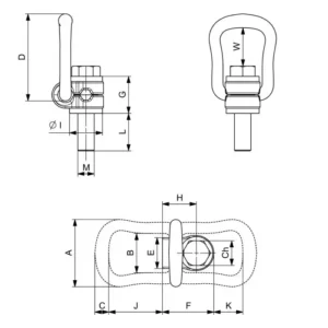 Cáncamo giratorio HT con soporte 806X cotas y dimensiones