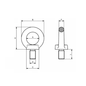 cotas y dimensiones Cáncamo Giratorio con Tornillo C801