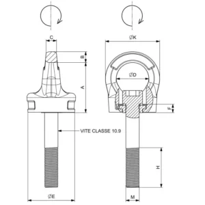 Cáncamo Giratorio H.Q.E. C810X cotas y dimensiones
