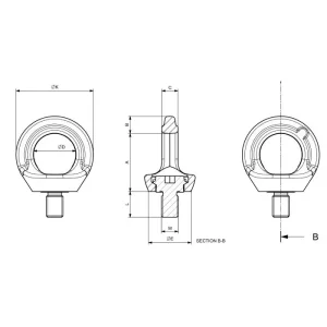 Anillo giratorio anticaída H.T.(DPI) EN795 C900X H.T. cotas y dimensiones