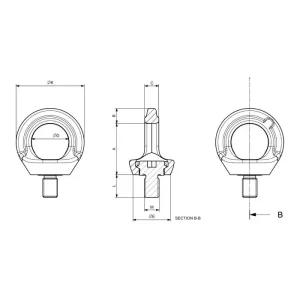 Anillo giratorio anticaída con tornillo H.T. (DPI) EN 795 C902X H.T. cotas y dimensiones