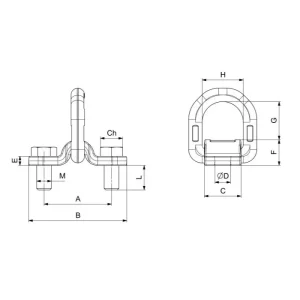 ESTRIBO DE ANCLAJE CON TORNILLOS C836 cotas y dimensiones