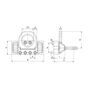 Estribo de anclaje sobre placa C825X Cotas y dimensiones