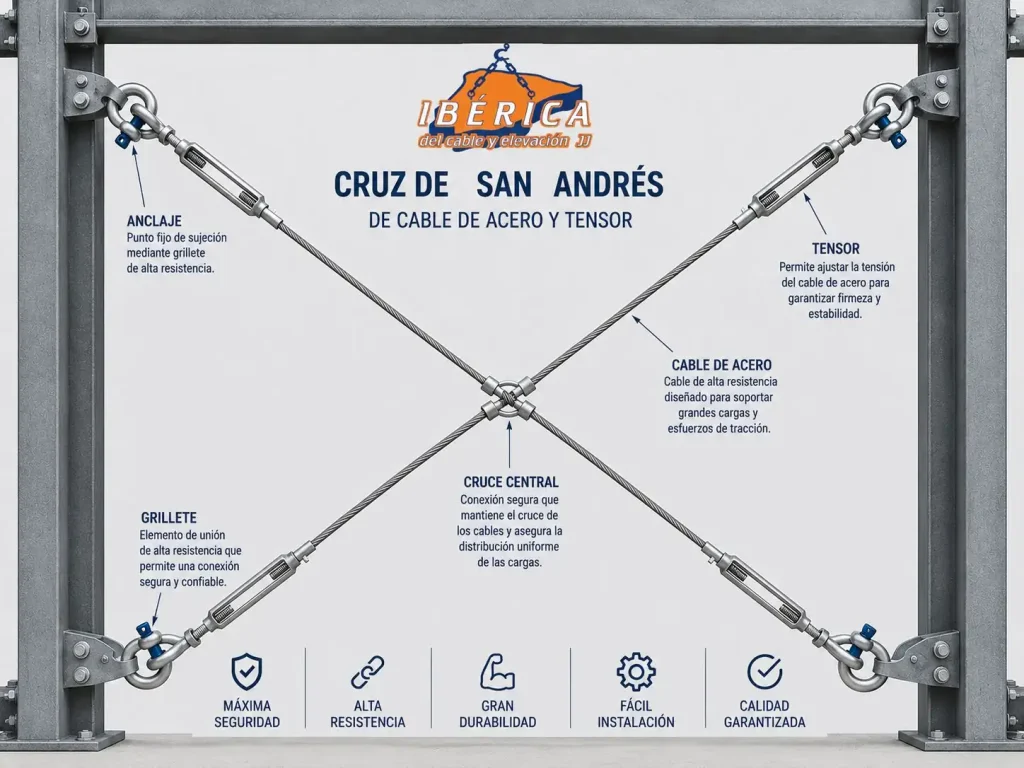 Cruces de San Andrés de cable de acero: seguridad, resistencia y versatilidad para trabajos de elevación